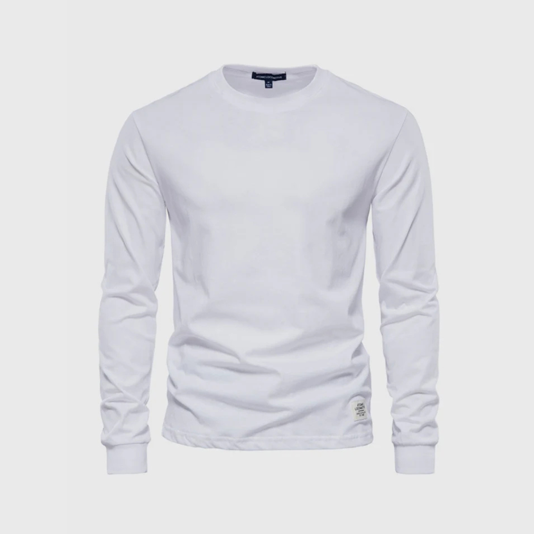 Niklas Langarmshirt | Klassisches Grünes Herren Baumwollshirt Rundhals