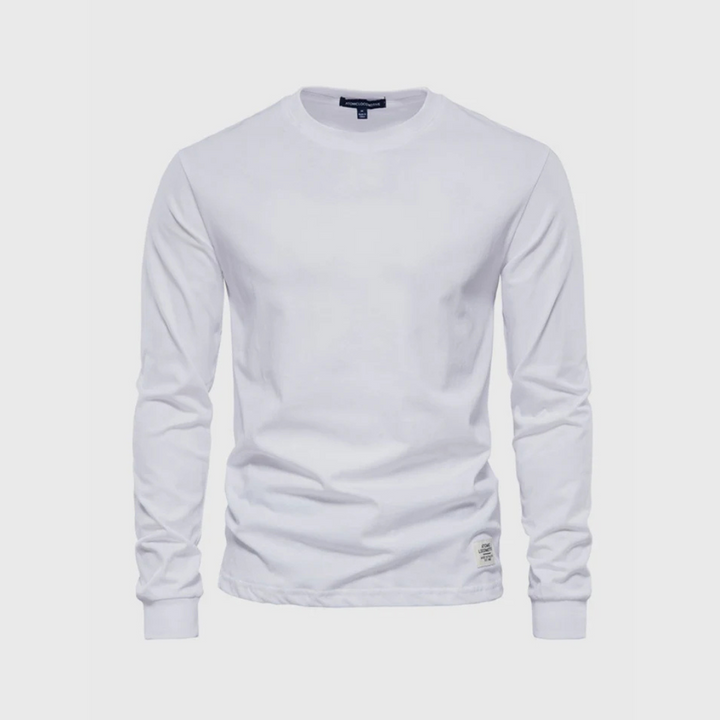 Niklas Langarmshirt | Klassisches Grünes Herren Baumwollshirt Rundhals