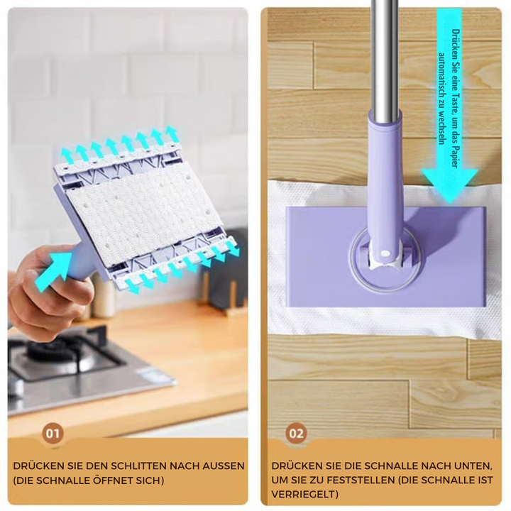 Freihändiger Reinigungsmopp für Feuchttücher | Hygienisch und ohne Bücken