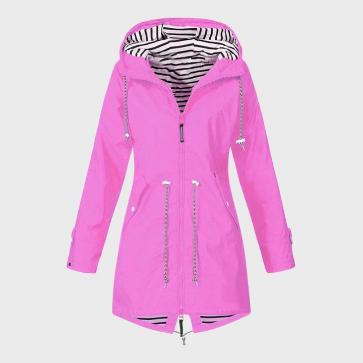 Regenjacke für den kalte Tage - Wasserdichte Lange Windbreaker mit Kapuze für Damen