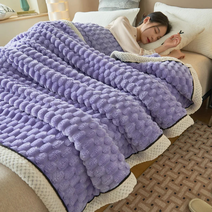 Cloud Cuddle Decke | Luxuriöse Kuscheldecke mit Bubble-Textur und Sherpa-Fleece