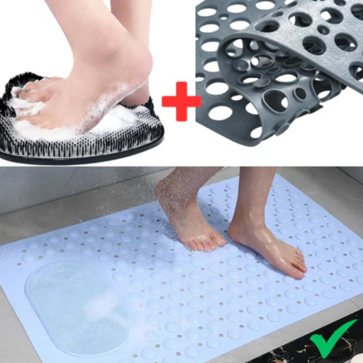 SafeGrip Rutschfeste Duschmatte | Anti-Rutsch-Badematte mit integriertem Fußscrubber