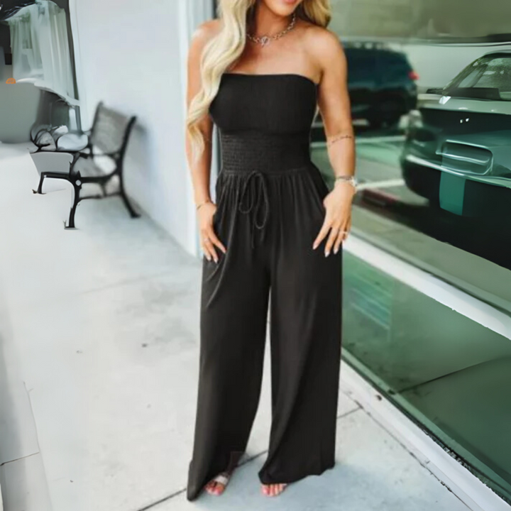 Mia Jumpsuit | Eleganter Bandeau-Overall mit weitem Bein für Damen