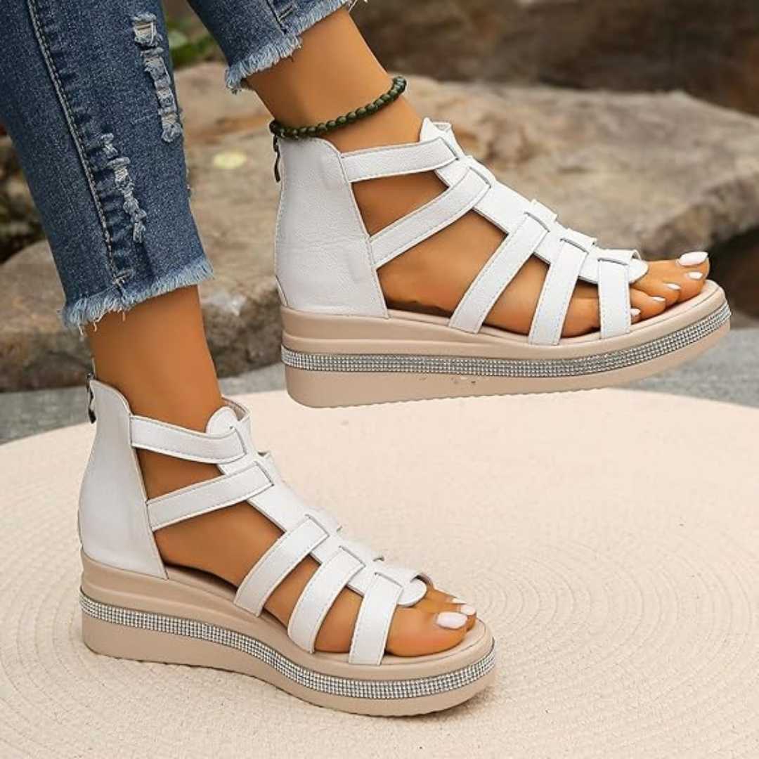 Plateau Sandalen für Damen - Bequeme Sommersandaletten mit Fußbett für heiße Tage