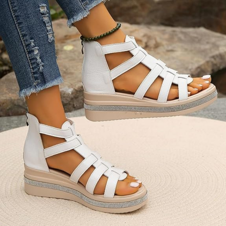 Plateau Sandalen für Damen - Bequeme Sommersandaletten mit Fußbett für heiße Tage