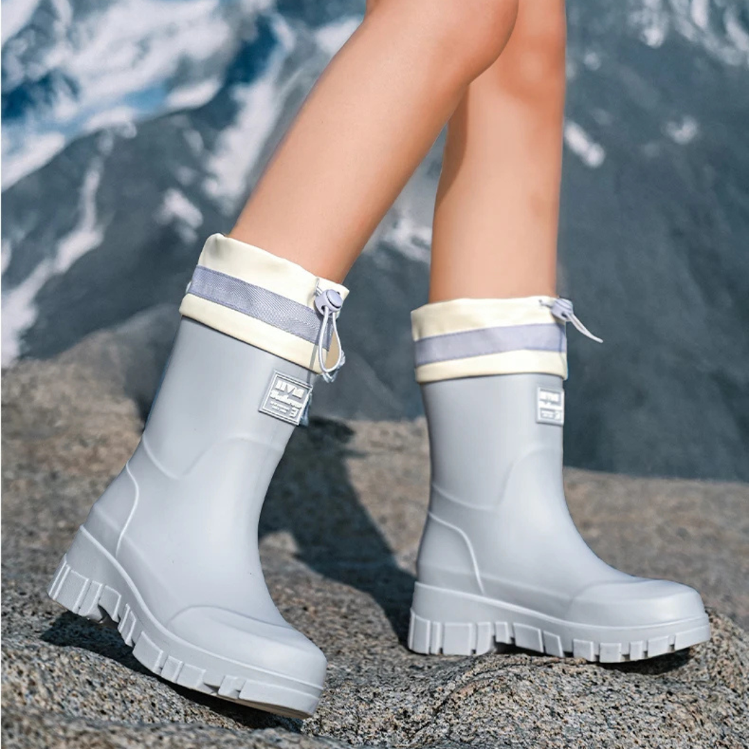 Regenstiefel für den Herbst - Retro Wasserdichte Gummistiefel mit rutschfester Sohle für Damen