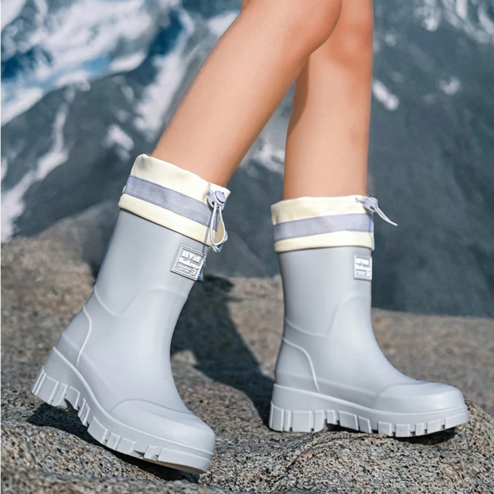 Regenstiefel für den Herbst - Retro Wasserdichte Gummistiefel mit rutschfester Sohle für Damen