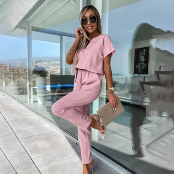 Clara Jumpsuit | Leichter Sommerlicher Kurzarm Damen Overall für heiße Tage