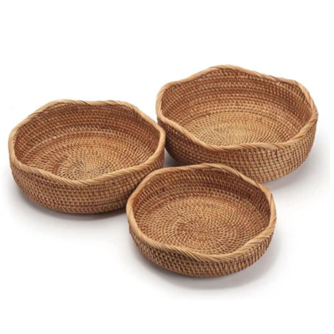 Rustikaler Rattan-Aufbewahrungskorb | Handgeflochtene Küchenkörbe mit natürlichem Charme