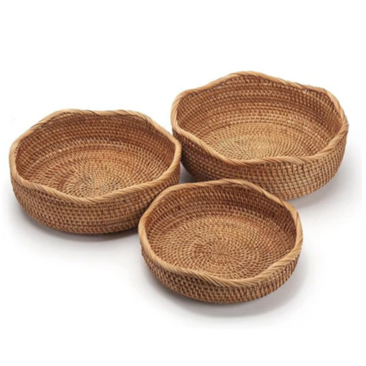 Rustikaler Rattan-Aufbewahrungskorb | Handgeflochtene Küchenkörbe mit natürlichem Charme