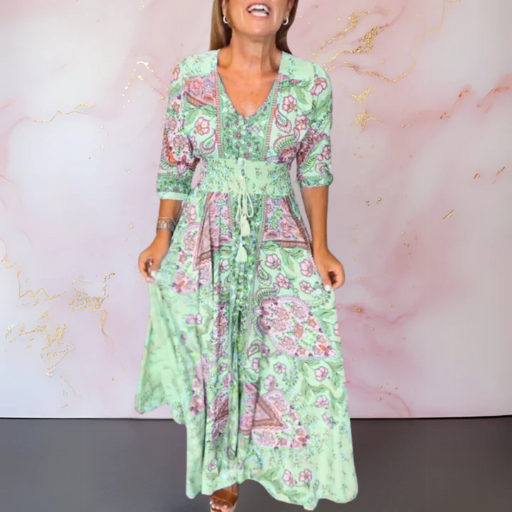 Rosalie Sommerkleid | Elegantes Maxikleid mit Blumenmuster für Frauen