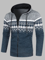 Edvard Nordic Hoodie | Herren-Hoodie mit norwegischem Strickmuster und Reißverschluss