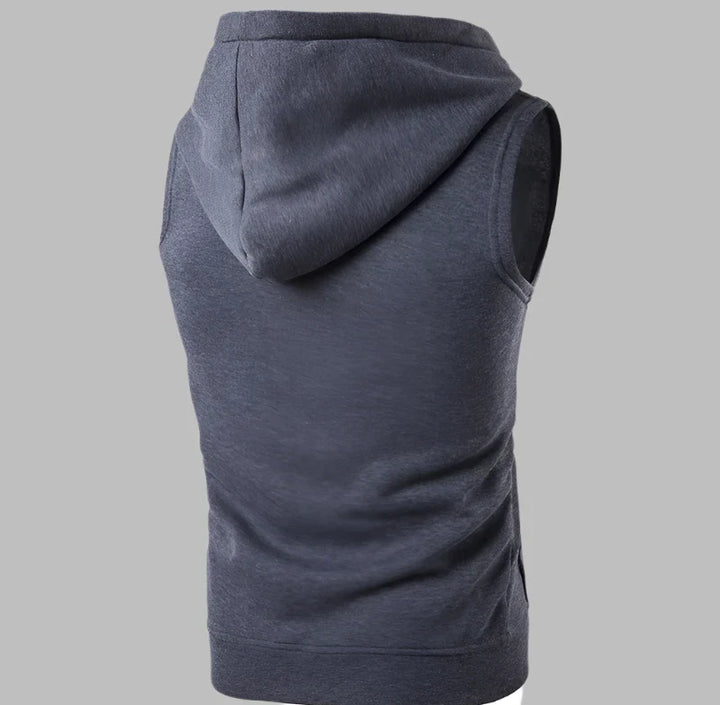Philiph T-Shirt Hoodie | Ärmelloser Herren-Hoodie mit Kapuze und Reißverschluss