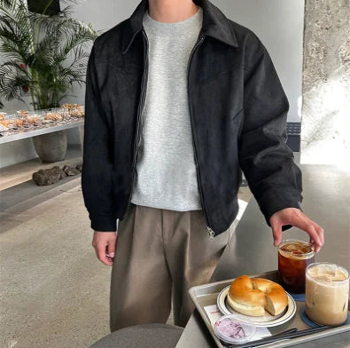 Maximus Suede Jacke | Retro Herrenjacke aus Wildleder mit Kragen
