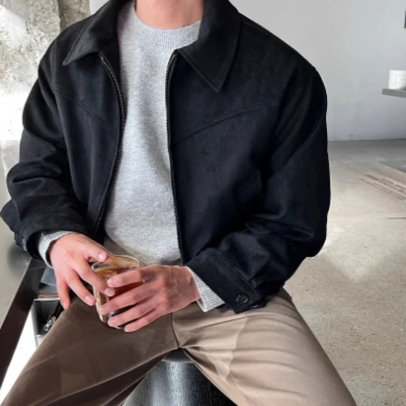 Maximus Suede Jacke | Retro Herrenjacke aus Wildleder mit Kragen