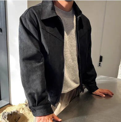 Maximus Suede Jacke | Retro Herrenjacke aus Wildleder mit Kragen
