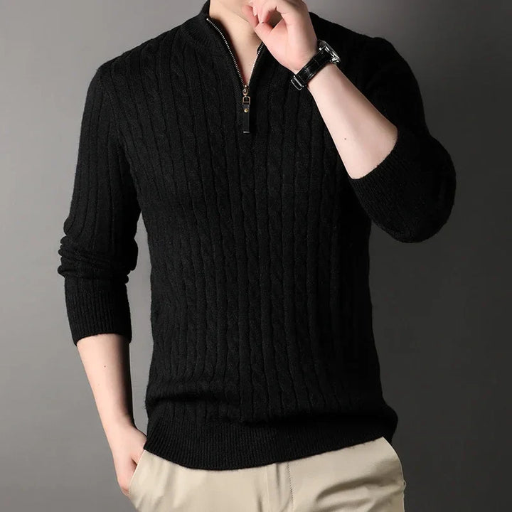 Maximus Half-Zip Zopfpullover | Eleganter Herrenpullover mit Reißverschluss