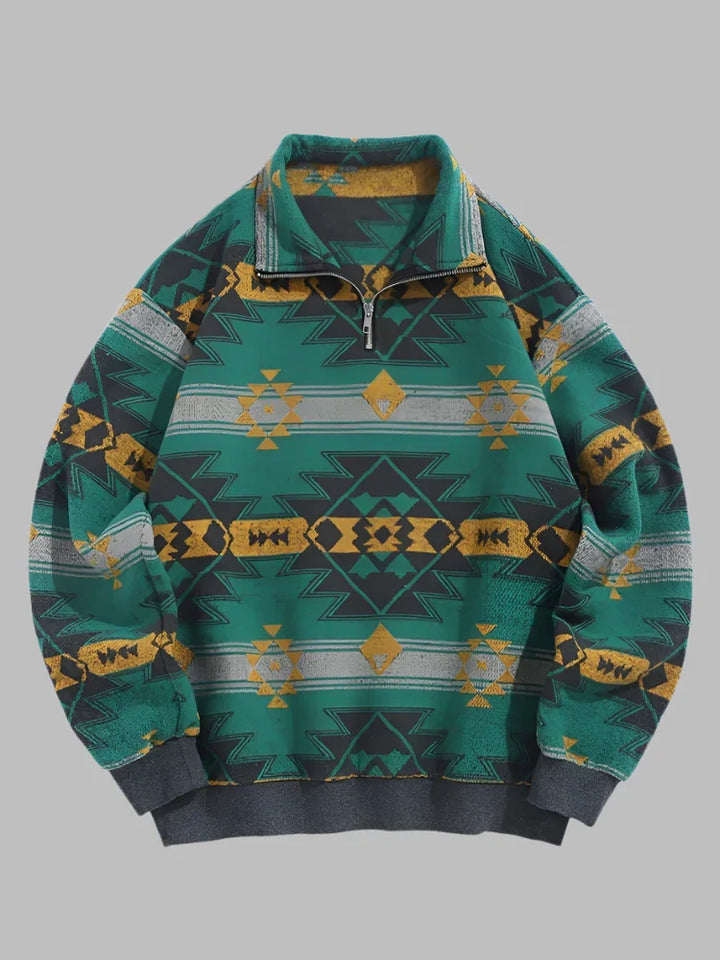 Tiamo Nordic Zip Pullover | Bequemer norwegischer Herrenpullover mit Reißverschluss