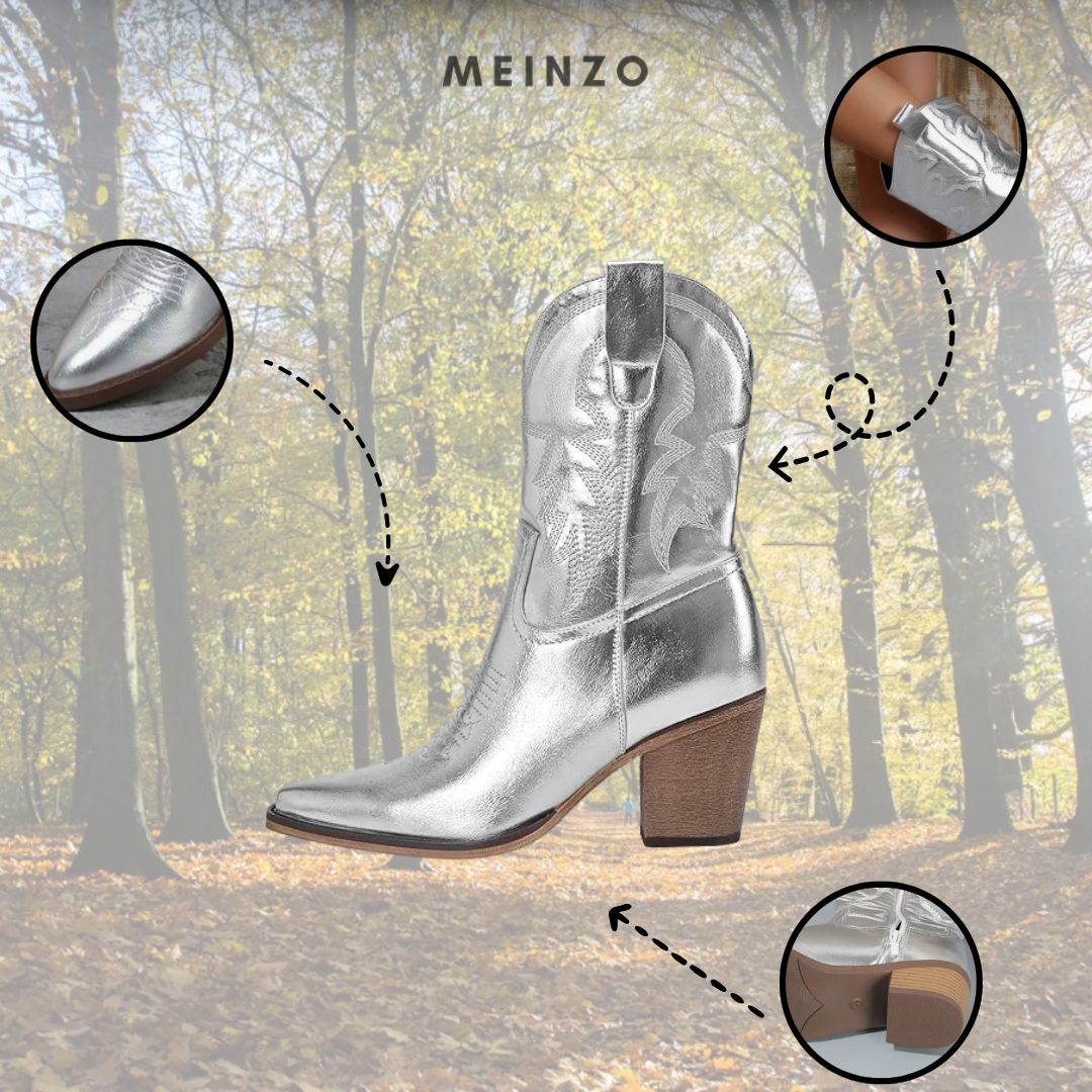 Cowboy Stiefel | Damen Westernstiefel in Silber Metallic