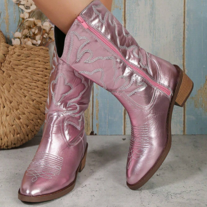 Cowboy Stiefel | Damen Westernstiefel in Silber Metallic