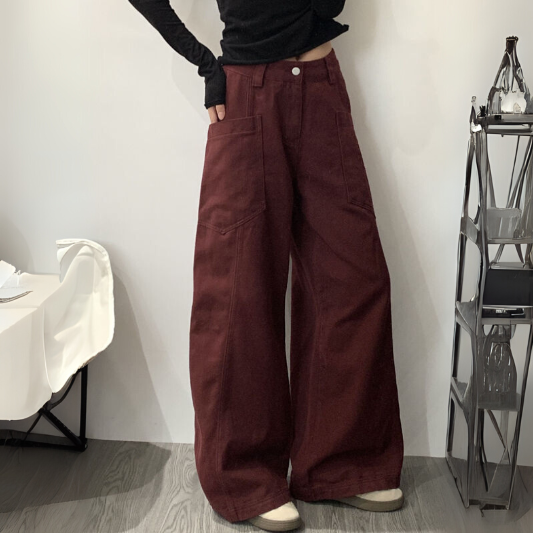 Weite Cordhose für den Herbst - Stilvolle Hose mit hoher Taille für Damen