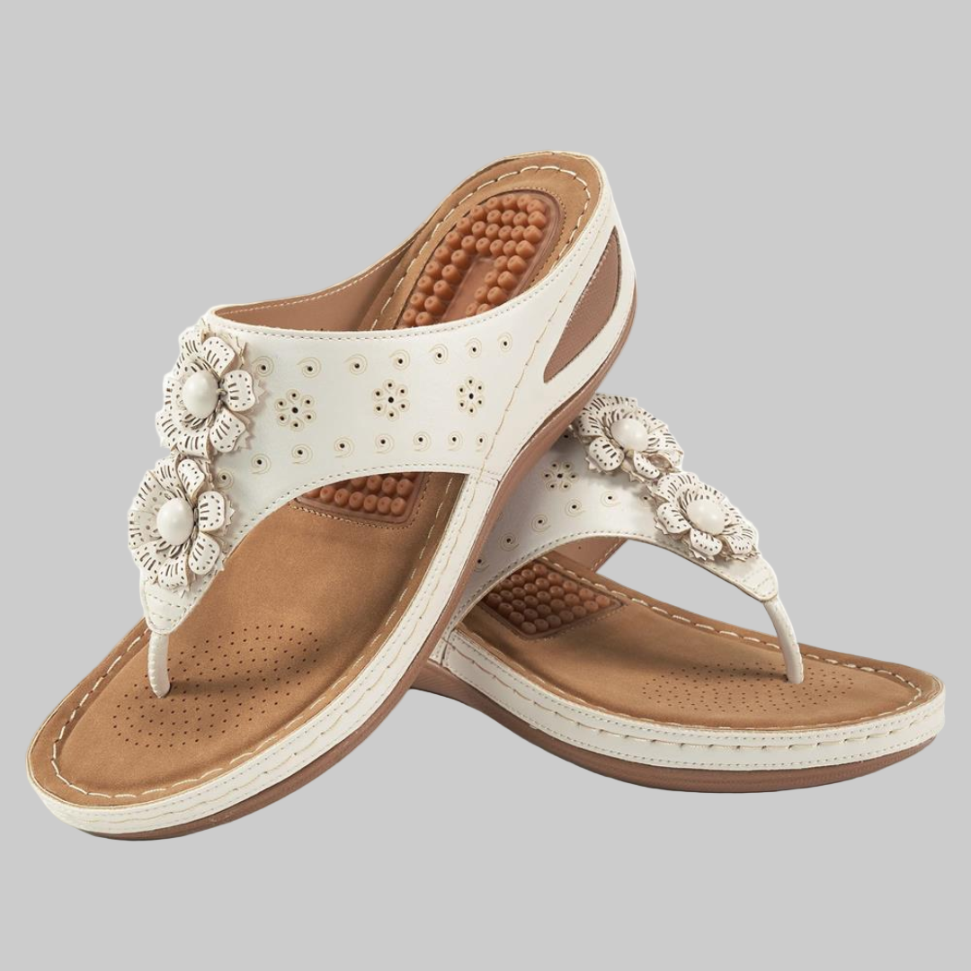 Ursula Zehentrenner | Sommer-Komfort-Sandalen für Frauen mit Lochstickerei
