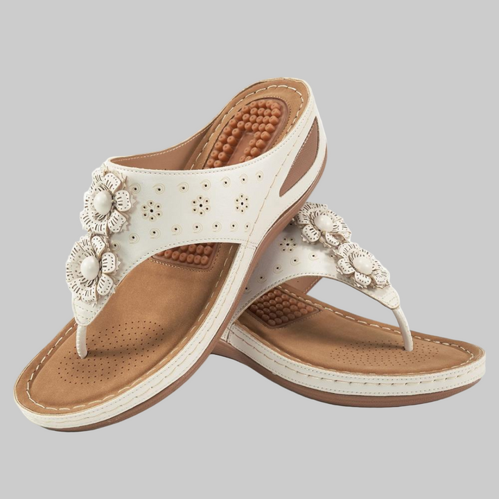 Ursula Zehentrenner | Sommer-Komfort-Sandalen für Frauen mit Lochstickerei