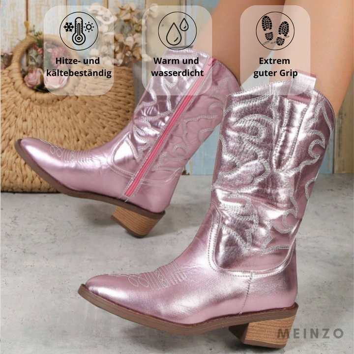 Cowboy Stiefel | Damen Westernstiefel in Silber Metallic