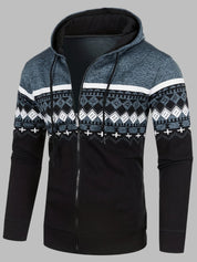 Edvard Nordic Hoodie | Herren-Hoodie mit norwegischem Strickmuster und Reißverschluss