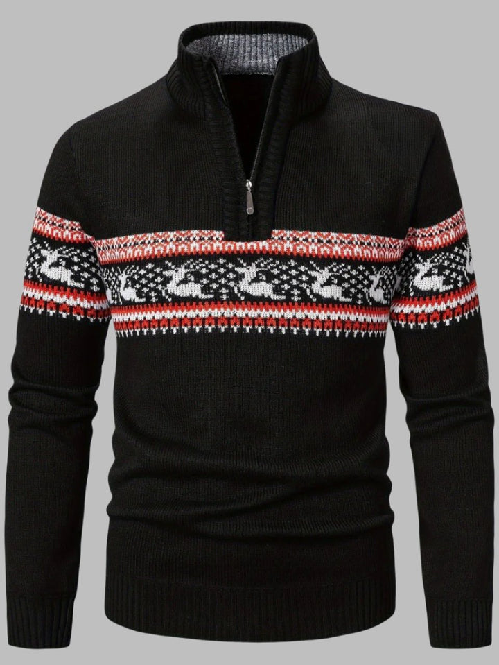 Luc Half-Zip Schifferpullover | Norwegischer Strickpullover mit Reißverschluss für Herren