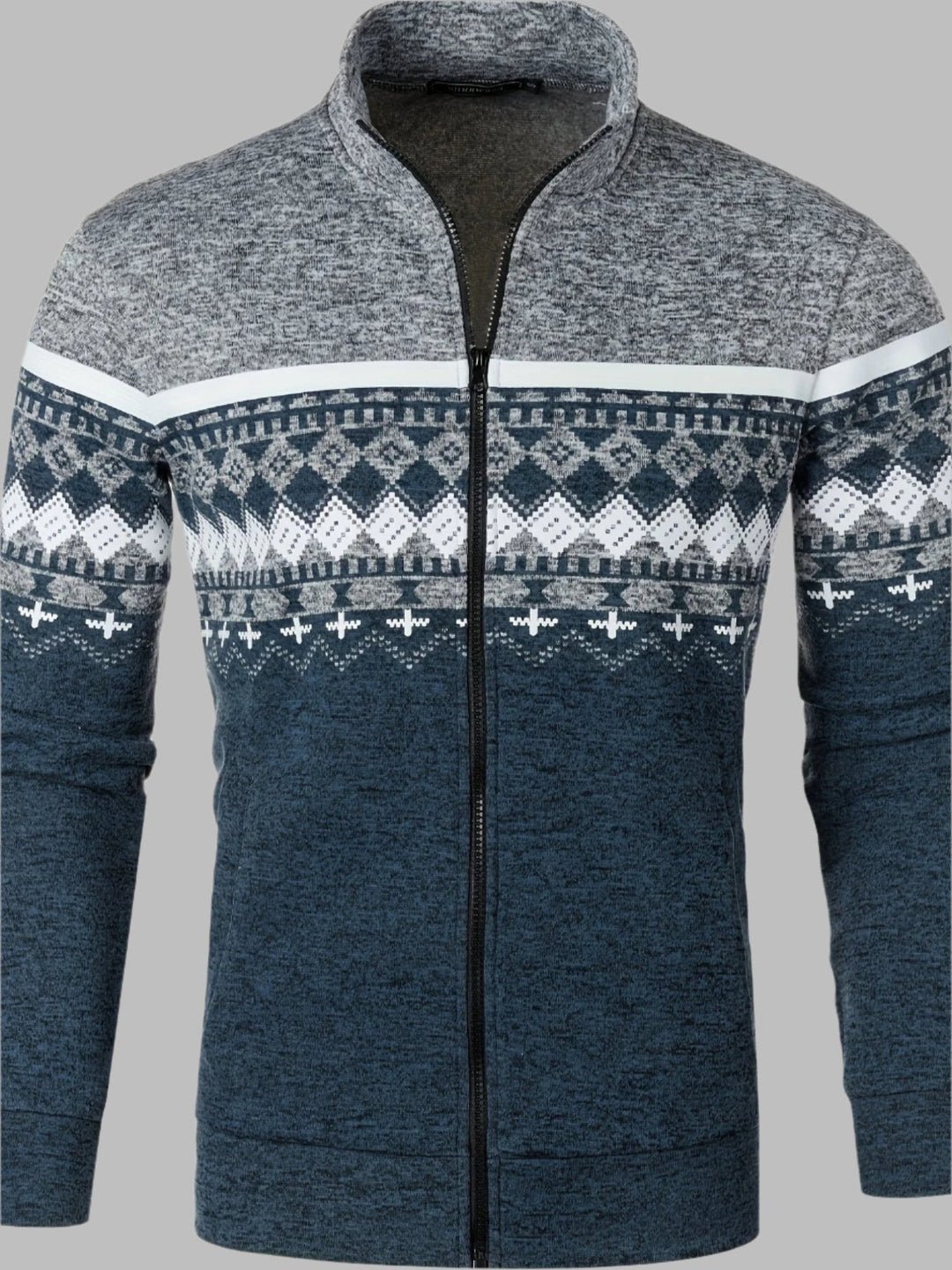 Edvard Nordic Weste | Norwegischer Strickpullover mit Reißverschluss für Herren