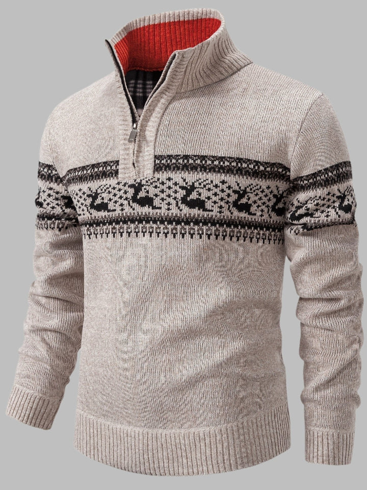 Luc Half-Zip Schifferpullover | Norwegischer Strickpullover mit Reißverschluss für Herren
