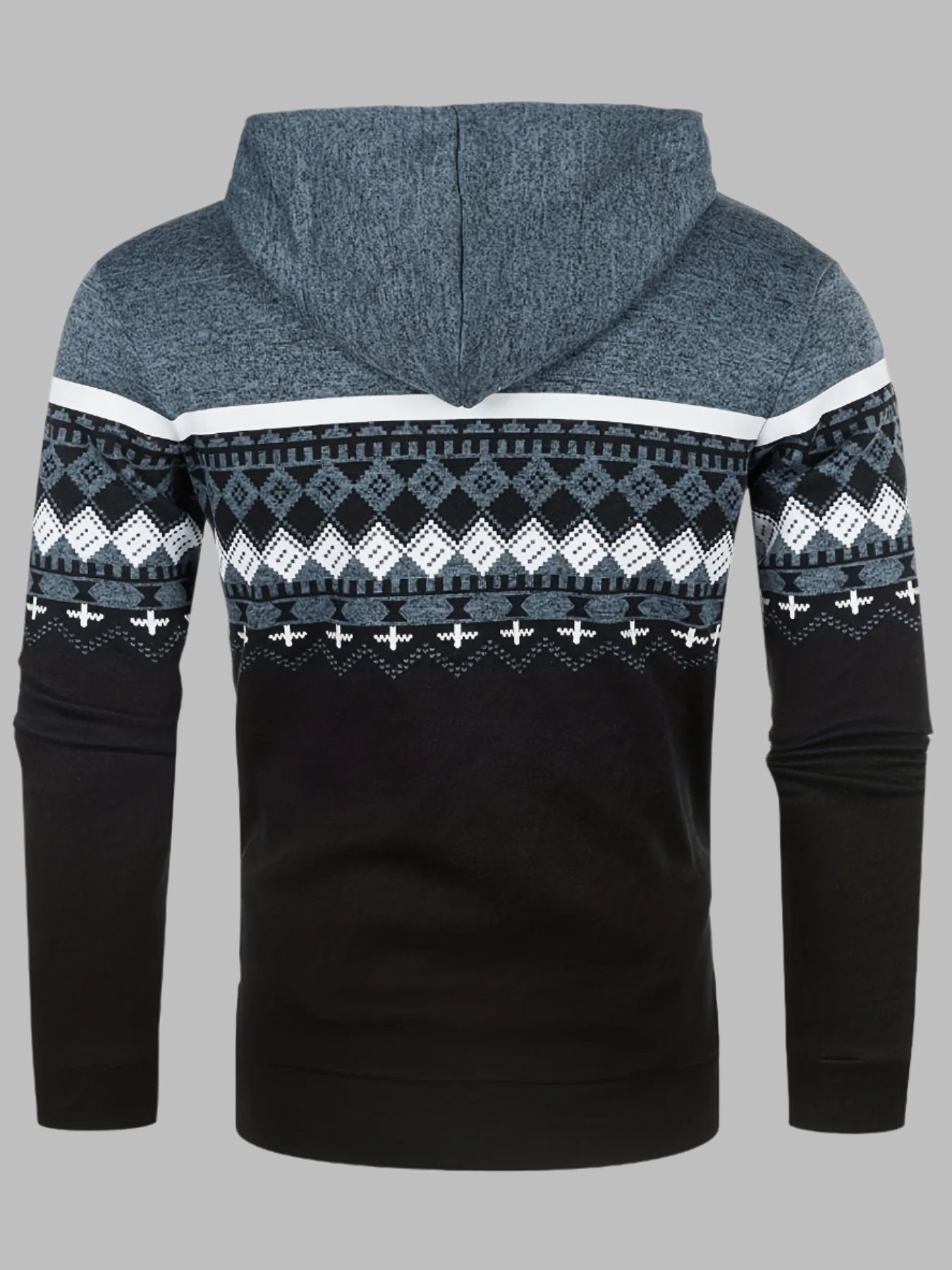 Edvard Nordic Hoodie | Herren-Hoodie mit norwegischem Strickmuster und Reißverschluss