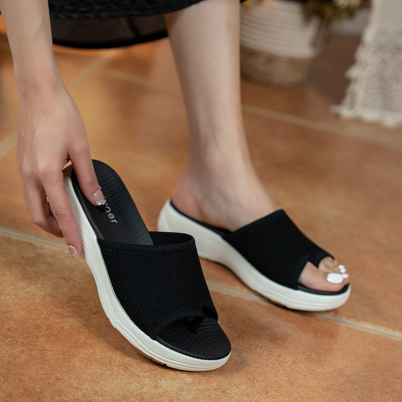 Emma Strick-Pantoletten | Sommerliche Plateau-Sandalen mit Mesh-Optik für Damen