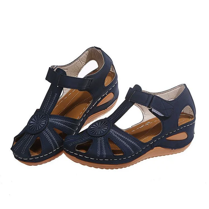 Waltraud Sommer Komfort Sandalen | Damen Keilabsatz Sandalen mit Riemchen für Frauen