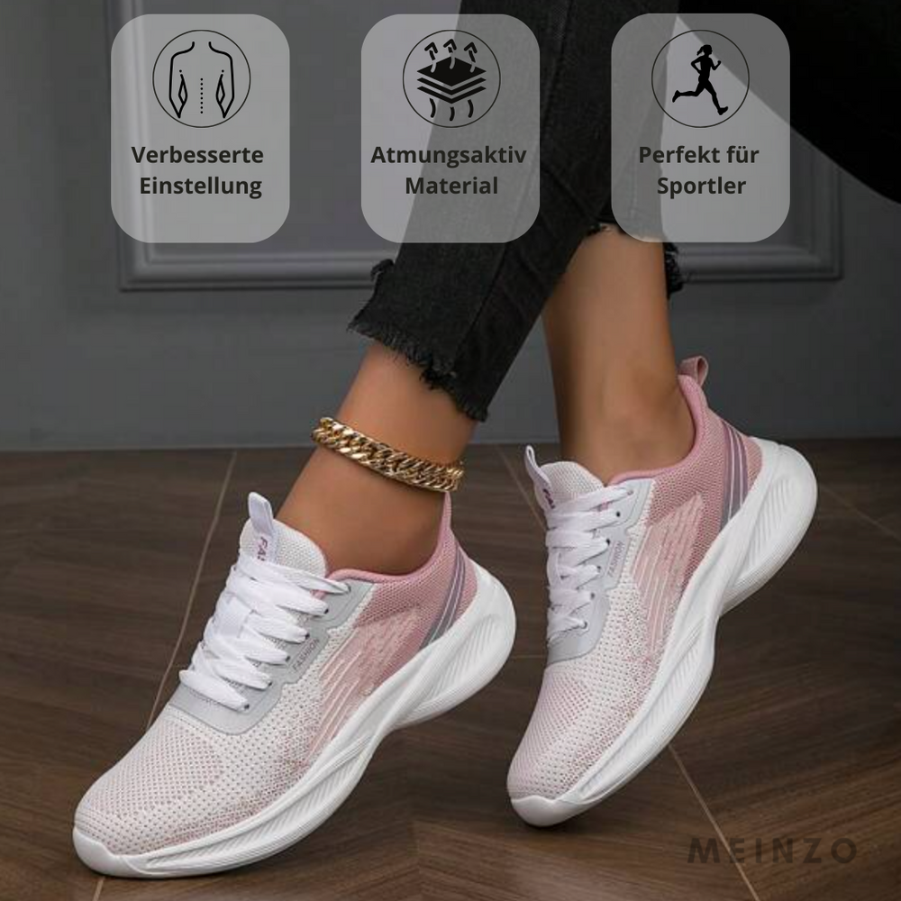 Damen Sneaker in Rosa und Weiß, atmungsaktives Material, ideal für Sportler. Modisches Design, verbesserte Einstellung, perfekt für Fitness.
